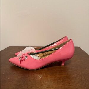 Journee Collection Pink Heels with Bow and Cutout